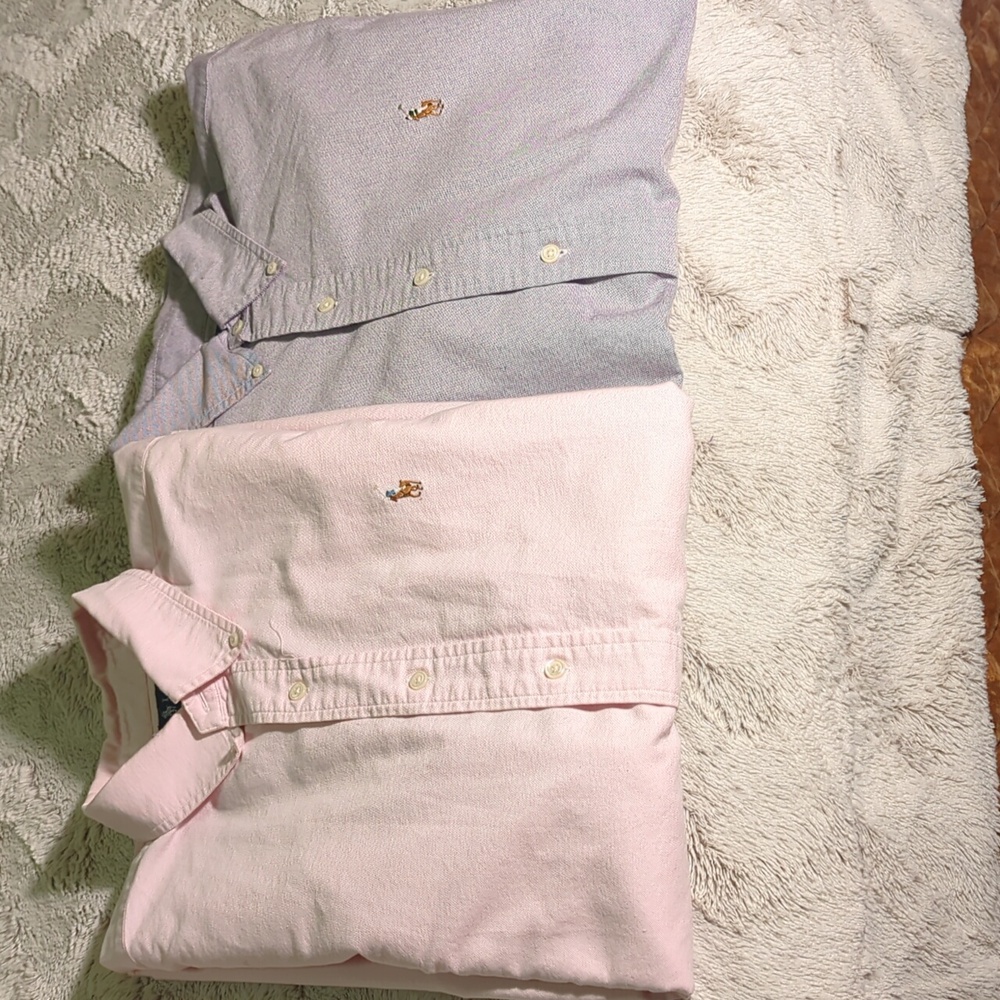 Ralph Lauren Classic Fit XL Oxford Button-Down Shirt in Light Pink and Purple